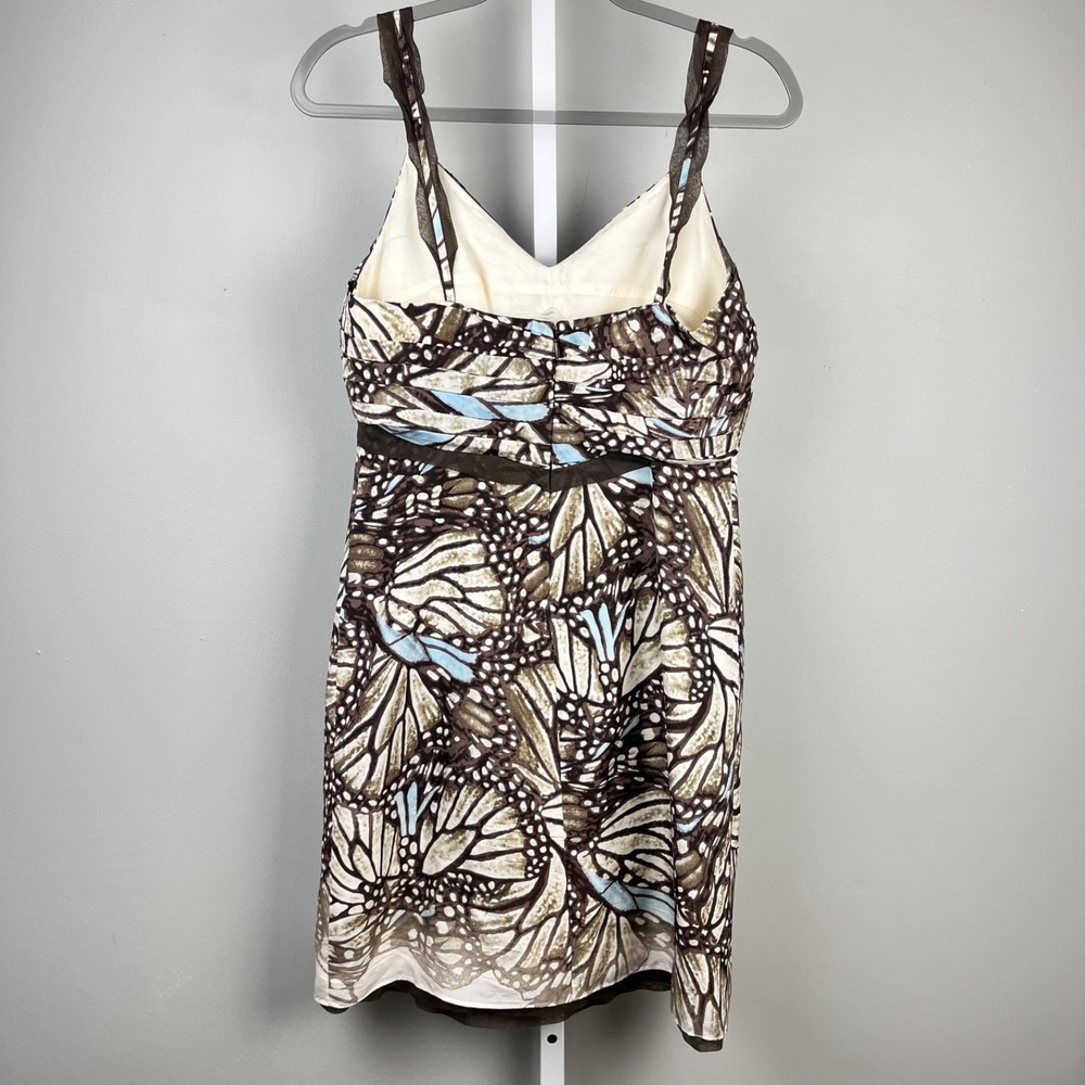 Vintage Etcetera Silk Dress Womens 4 Brown Blue Butterfly Wing Fairycore Y2K - Picture 7 of 8